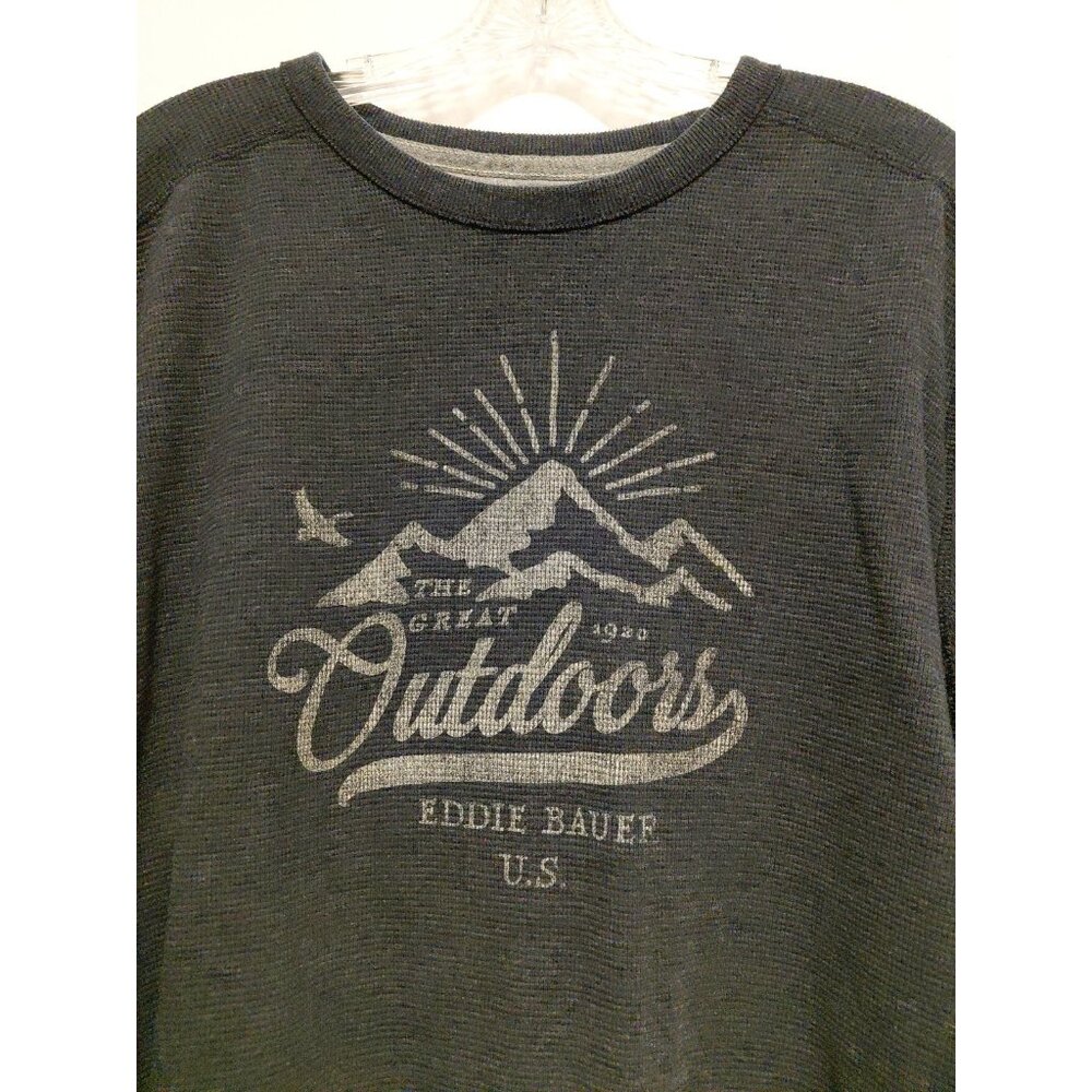 Eddie Bauer Men's Waffle Knit Thermal Outdoors Graphic Gray 2XL